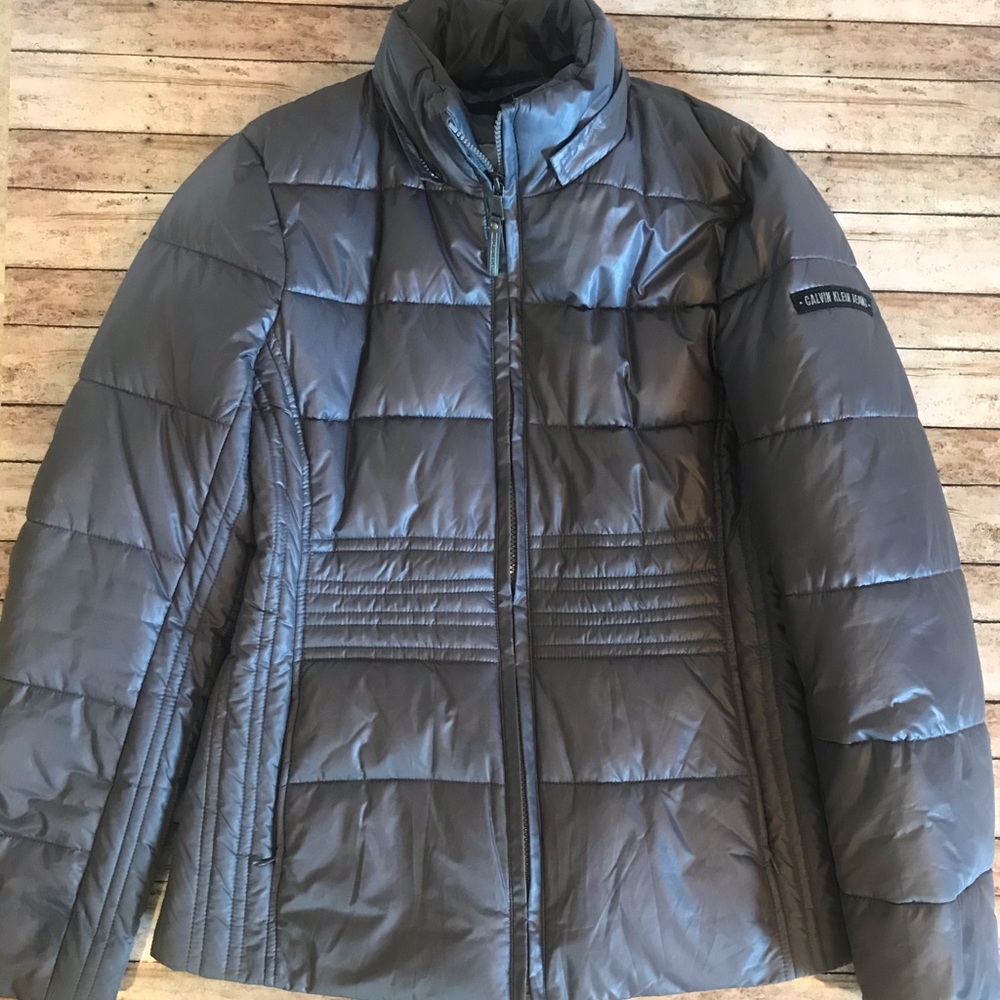 Women’s CALVIN KLEIN Down Puff Coat Grey Sz M